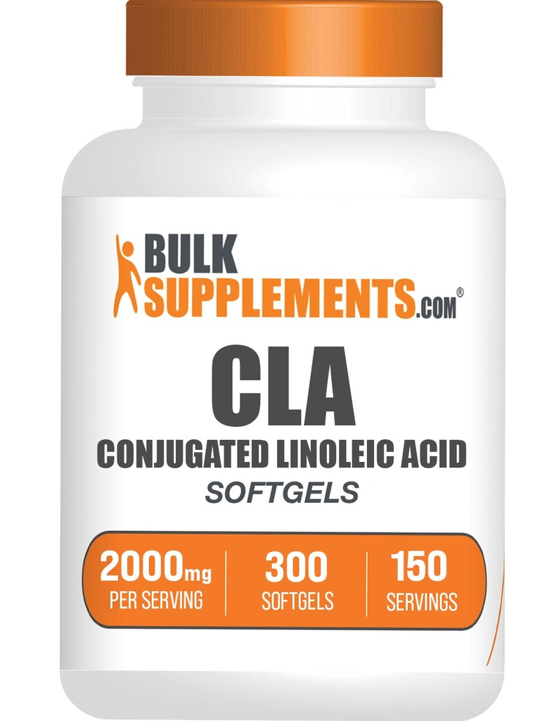 BulkSupplements.com Conjugated Linoleic Acid Softgels - CLAs, CLA 2000 מ"ג, CLA Spflower קפסולות, CLA Pills - 2 CLA Softgels לכל משרת, 150 ימים אספקה, 300 Softgels