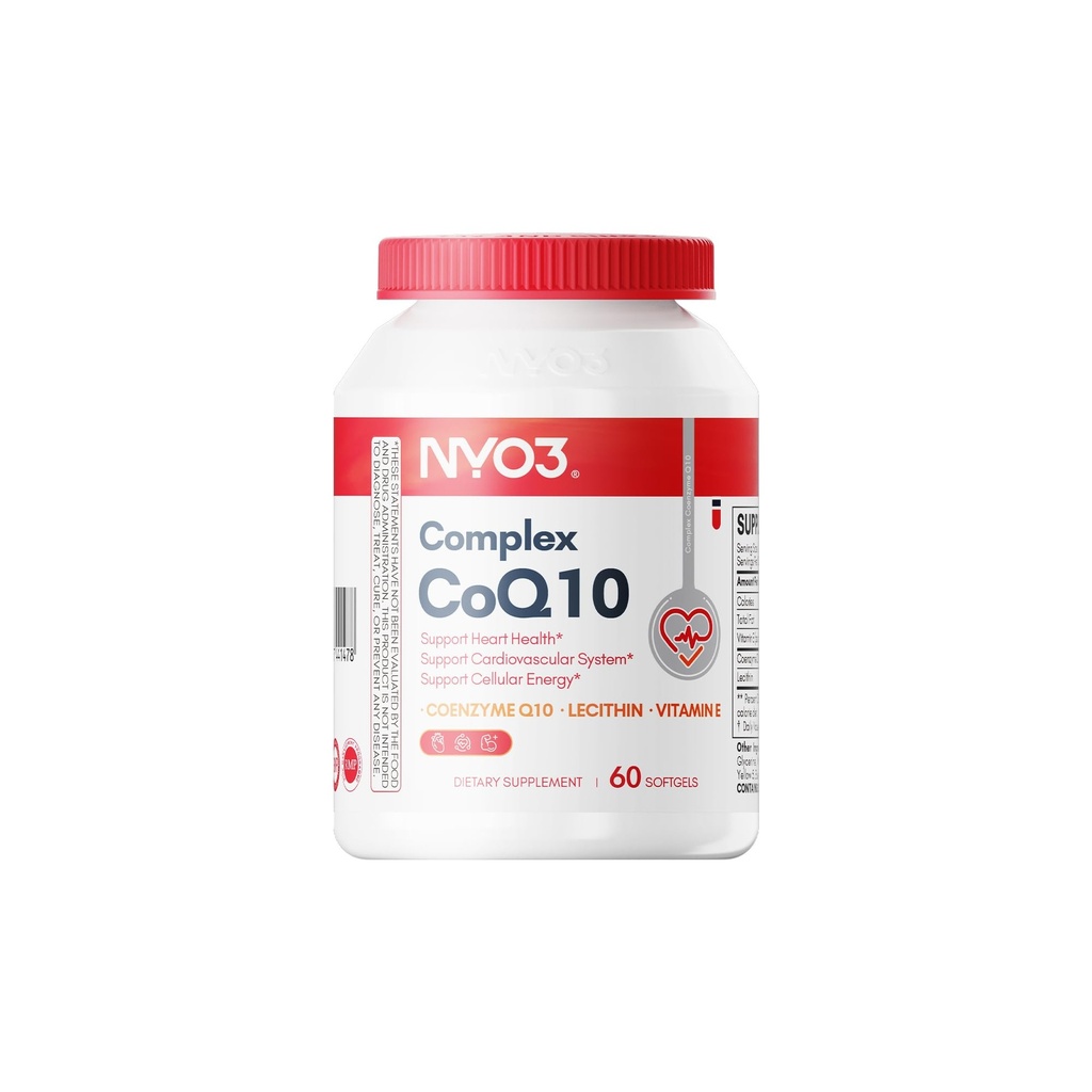 NYO3 CoQ10 200 מ"ג עם Lecithin ו ויטמין E, Ultra High Absorption, Antioxidant for Heart Health & Energy הפקה, High Coenzyme Q10 תוכן, Gluten Free, non-GMO, 60 ימים אספקת מזון