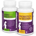 רוז Combo Pack! פלורה בלום פרוביוטיקה לנשים (One Bottle) ו Boric Balance Boric Acid (One Bottle) 2 Pack