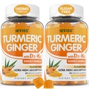 סוכר חינם Turmeric ג'ינג חניכיים עם 5000 IU ויטמין D3 & K2 (MK7), C - טבעוני תוספת חניכיים למבוגרים 1500 מ"ג עם Black Pepper, תומך העצם, Immune & Digestive בריאות - 120 Cts