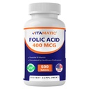 Vitamatic Folic Acid 400 mcg - 500 טבליות צמחוניות - ויטמין B9