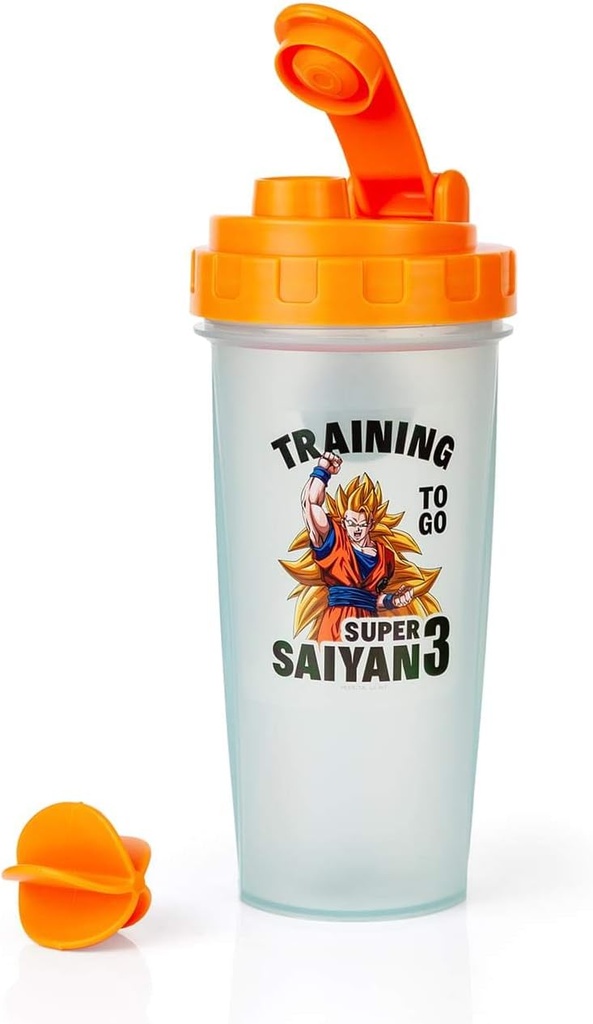 Dragon Ball Z Super Saiyan Goku Gym Shaker בקבוק 20-ounce BPA-Free plastic בלנדר עם Whisk Ball - חלבונים שקד, החלפת Meal, Smoothie Mixer - Workout Accessory - אידיאלי DBZ Gifts