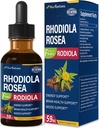 Rhodiola Rosea (Rodiola) לחלץ טיפות, תוסף הסתגלות טבעי / W Ashwagandha, גינזנג, בזיליקת קודש ו Echinacea לאנרגיה, בריאות המוח, Immunty & Mood תמיכה. 2oz.
