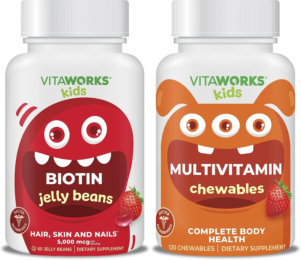 ילדים ביוטין 5000mg Jelly Beans + Multivitamin Chewables Bundle