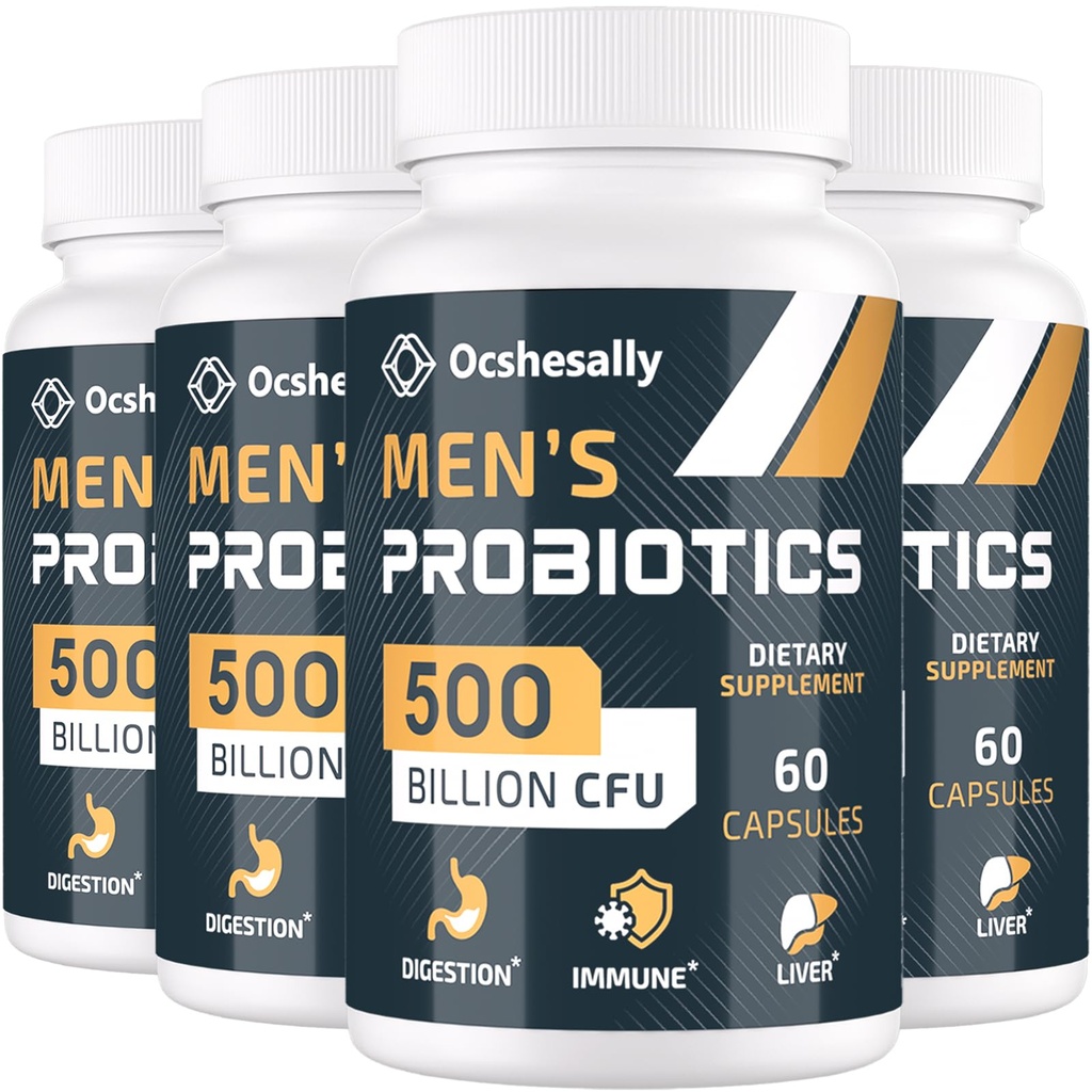 פרוביוטיקה לגברים, 500 מיליארד CFUs & 12 Strains Mens פרוביוטיקה, עם Turmeric, Cranberry, Goji - פרוביוטיקה לבריאות העיכול, Gut, Immune & Bloating, Prostate & Urinary Tract Health, 240 קפסולת