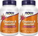 עכשיו תוספי מזון, Choline & Inositol 500 מ"ג, מערכת העצבים בריאה, Nerve מערכת בריאות*, 100 קפסולות (Pack of 2)