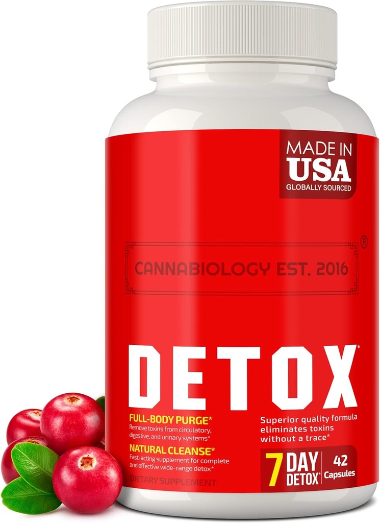 CanNABIOLOGY EST.2016 גוף נקי - תמיכה טבעית של גוף Detox גוף ניקוי עבור Liver, Urinary Tract, מערכת העיכול - Made in USA - Body Detox ונקי עבור נשים וגברים - 42 טבעוני Caps