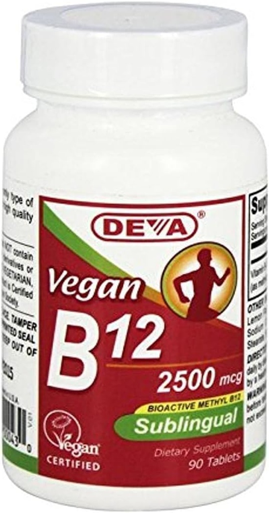 Deva Vegan ויטמינים B12 sublingual, 90 Count
