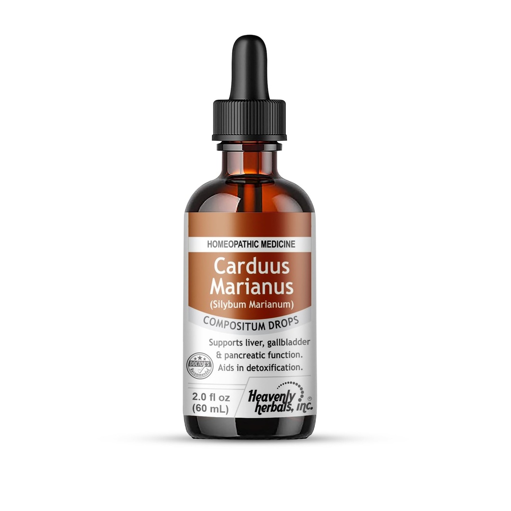 Heavenly Herbals, Inc. Carduus Marianus Compositum Homeopathic טיפות, תומך Liver, Gallbladder & Pancreatic function. עזרה ב Detoxification 2.0 oz (Alcohol Free)