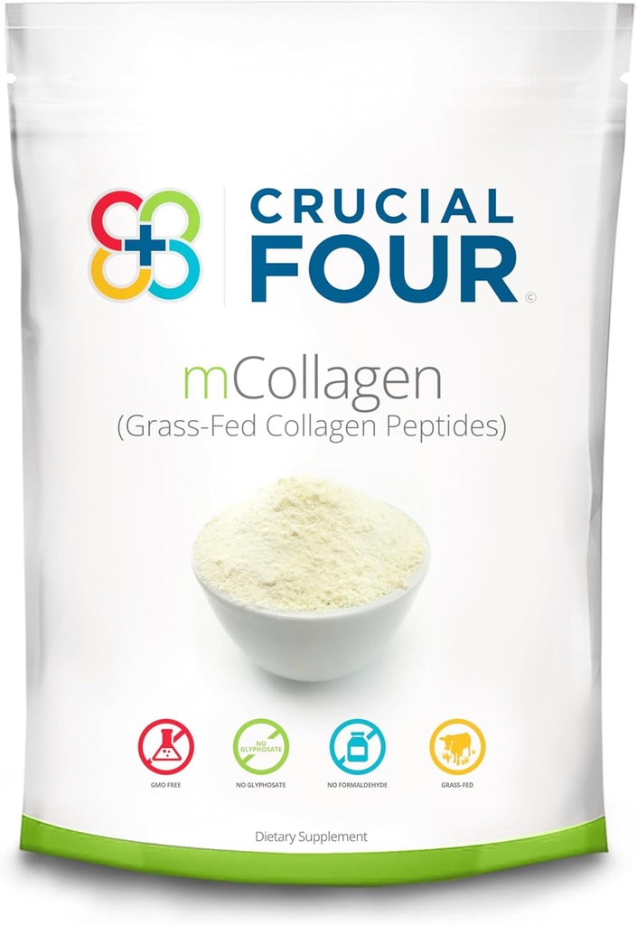 Crucial FOUR - mCollagen (Grass פד קולגן אבקת פפקטייד) - Amino Acids - מושלם עבור חלבון לשחזור ספורט - תומך שיער, עור, ריחות ובריאות משותפת - אורגני ולא GMO (16oz)