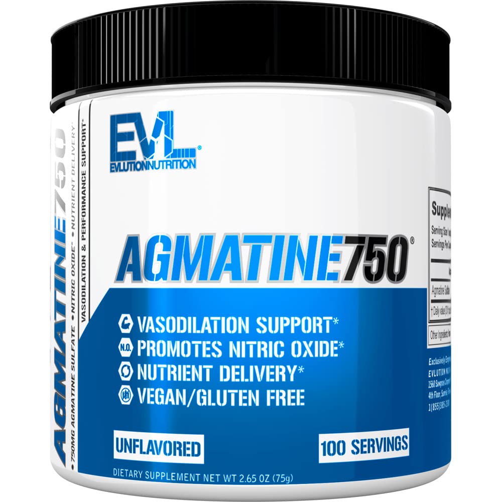 Evlution Agmatine Sulfate Nitric Oxide אבקת תזונה גבוהה כוח Agmatine Sulfate אבקת Nitric Oxide תוספת עבור אינטנסיביות גבוהה משאבת צמיחה שרירים התאוששות וביצוע - Unflavored