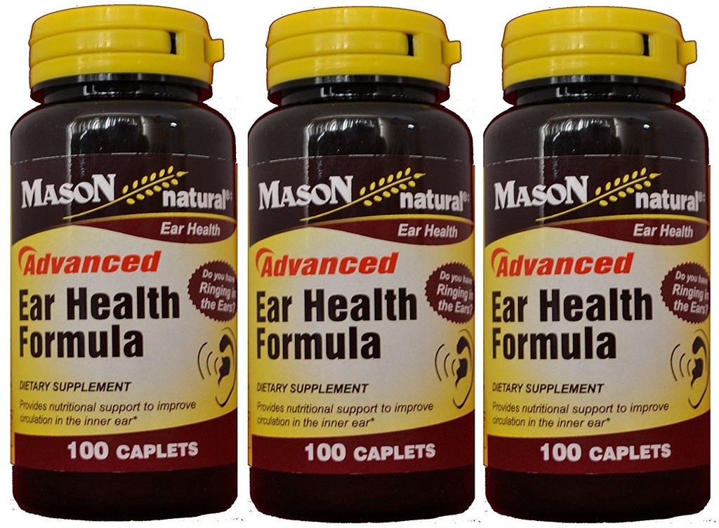 Mason Natural Advance אוזניים בריאות פורמולה Bioflavonoids Plus 100 קפסולות לחבילת בקבוק 3 Total 300 Caplets
