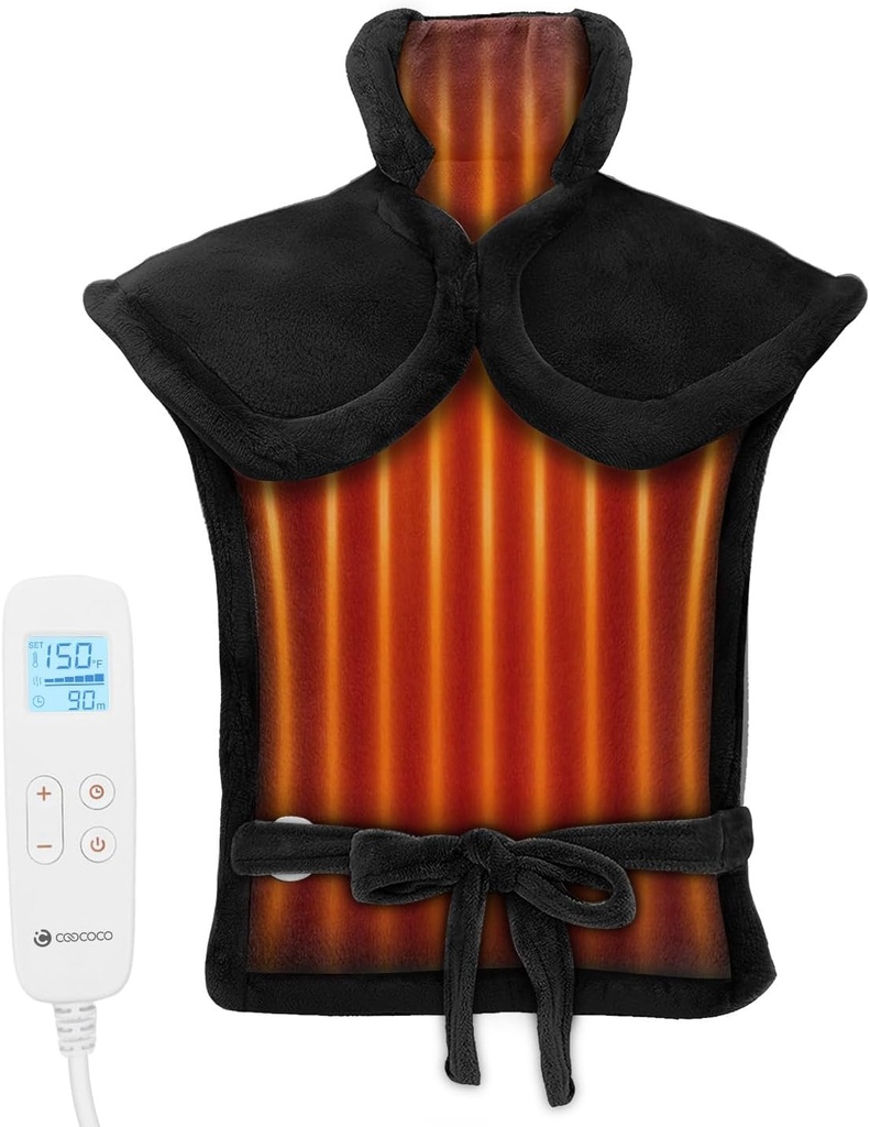 פריטי FSA בלבד רשימת Heating Pad, CooCo HSA Store Eligible Heat Pad for Neck and Shoulders and Back, Large Heated Pad w/ 6 הגדרות חום, Auto-Off