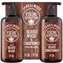 המהפכה הוויקינגית Beard Wash & Beard Conditioner Set with Argan & Jo Joba Oils - Softens and Powerens - Natural Sandalwood Scent - Beard Shampoo with Beard Oil (17oz)