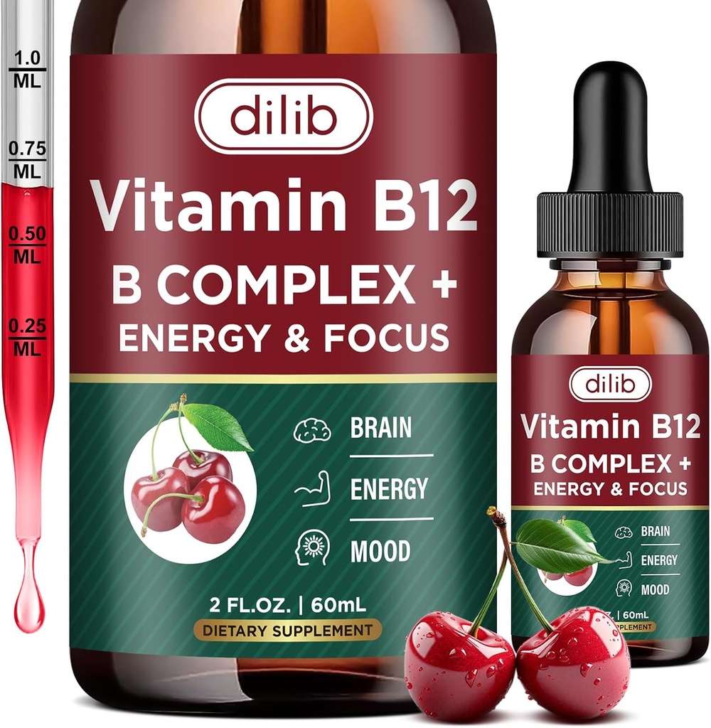 ויטמין B12 מורכב 5000 mcg | טבעוני B12 נוזל טיפות sublingual תוסף | Methylcobalamin w/Folate, Biotin, C, B3, B5, B6 ו- B8 עבור אנרגיה מתמשכת ומטבוליזם בריא, 2 fl. oz.