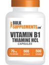 BulkSupplements.com Thiamine HCl כמוסות - Thiamine hydrochloride, ויטמין B1 תוספי -ten Glu, 1 קפסולה לשרת, 500 Count (Pack של 1)
