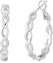 Senteria 925 סטרלינג Silver Earrings Hoops for Women Light Weight Twisted Hoop אוזנייםrings with Cubic Zirconia Hypoallergenic Hoops אוזנייםrings (20/30/40/60MM)