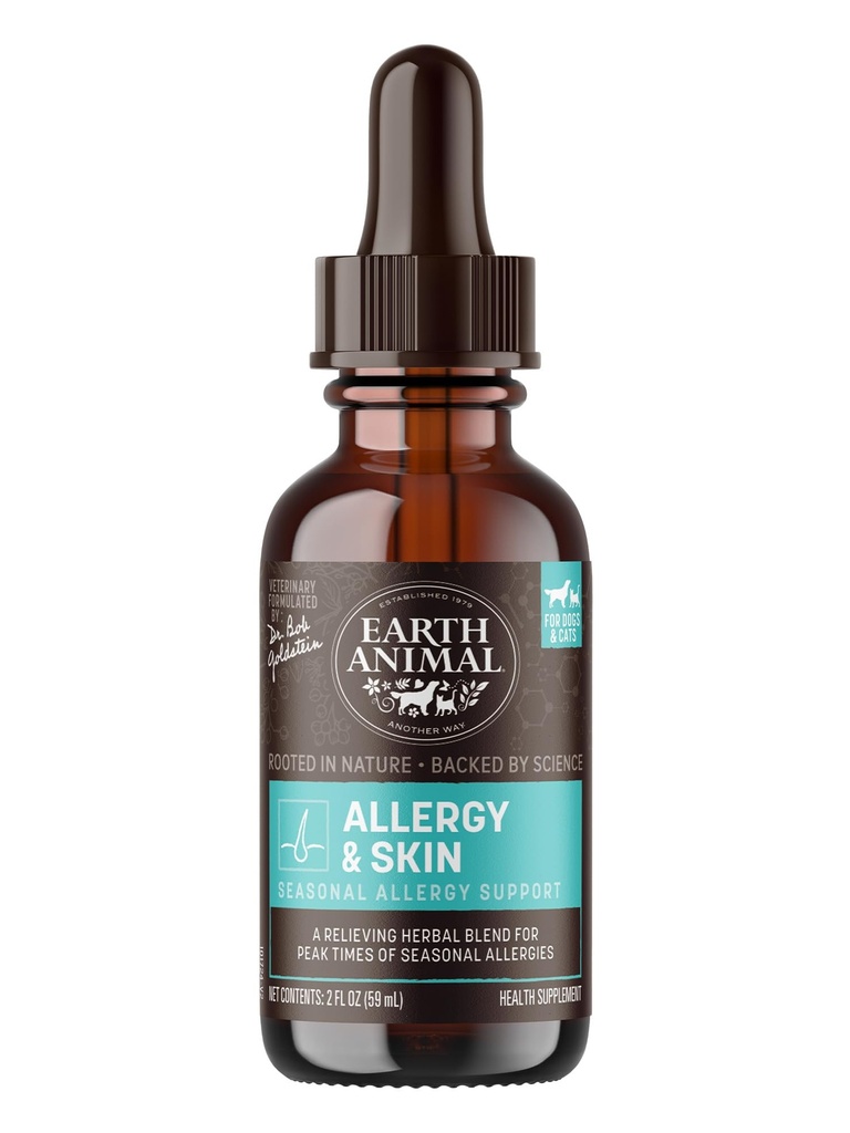 Earth Animal Apothecary Liquid Supplement - Allergy & Skin Herbal Remedies for Dogs & Cats
