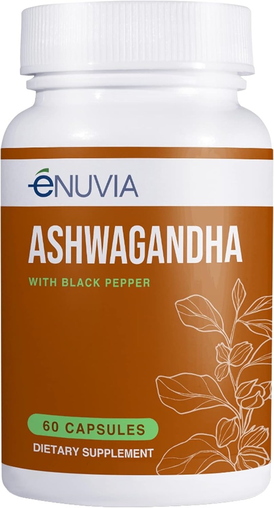 תוסף Ashwagandha - סיוע טבעי ו- Stamina תמיכה כדי לעזור Ease Tension 60 קפסולות טהור שורש עם Black Pepper לחלץ עבור משופרת Absorption טבעוני, המיוצר בארה"ב