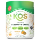 אבקת KOS אורגני Superfood Greens - Gut Health from Prebiotic סיבים, Supergreens ו- Fitogens - USDA Certified אורגני, Made in a GMP Certified Facility - 28 משרתי מנגו