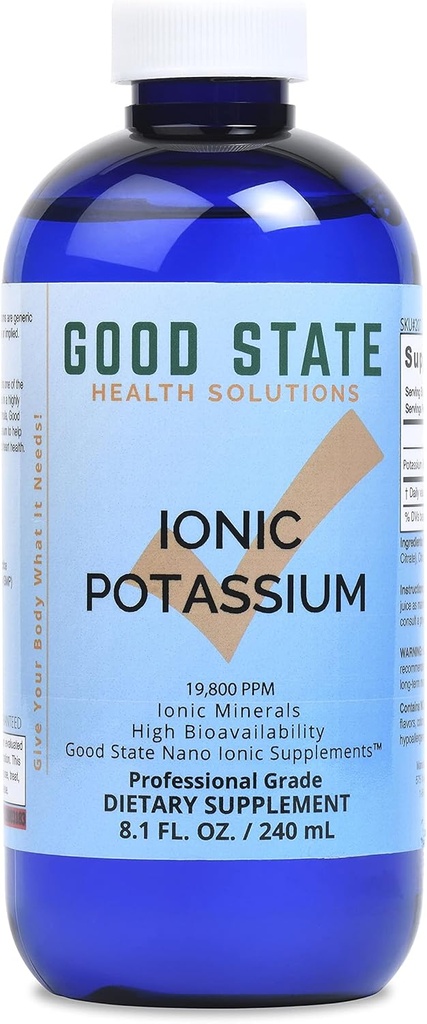 Good State Liquid Ionic Potassium (48 משרת ב 99 מ"ג אלמנטל, בתוספת 2 מ"ג חומצה אזרחית - 8 floz)