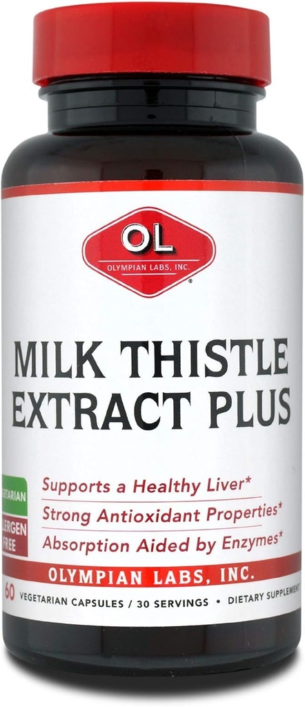 מוצרי חלב אולימפיים של מעבדות חלב Thistle Extracting Plus Enzymes, Antioxidants, Supporting Liver Health, 60 Caps Vegetarian Caps