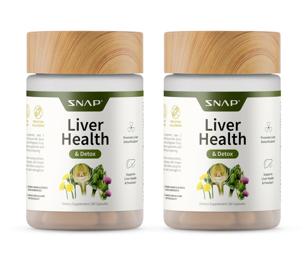 תוספי מזון Liver Health & Detox תוסף - תמיכה טבעית לבריאות Liver ו- Digestive, 60 קפסולות צמחוניות (2-Pack)