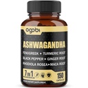 Ashwagandha לחלץ קפסולות 7 צמחים צמחיים 8050 מ"ג - בלגן Fenugreek, Maca, Turmeric, Rhodiola, ג'ינג'ר & Black Pepper - Sleep, Spirit, Immune & Energy Support - 5-מונטה אספקת אספקת חשמל - 5 מונטה אספקת אספקה