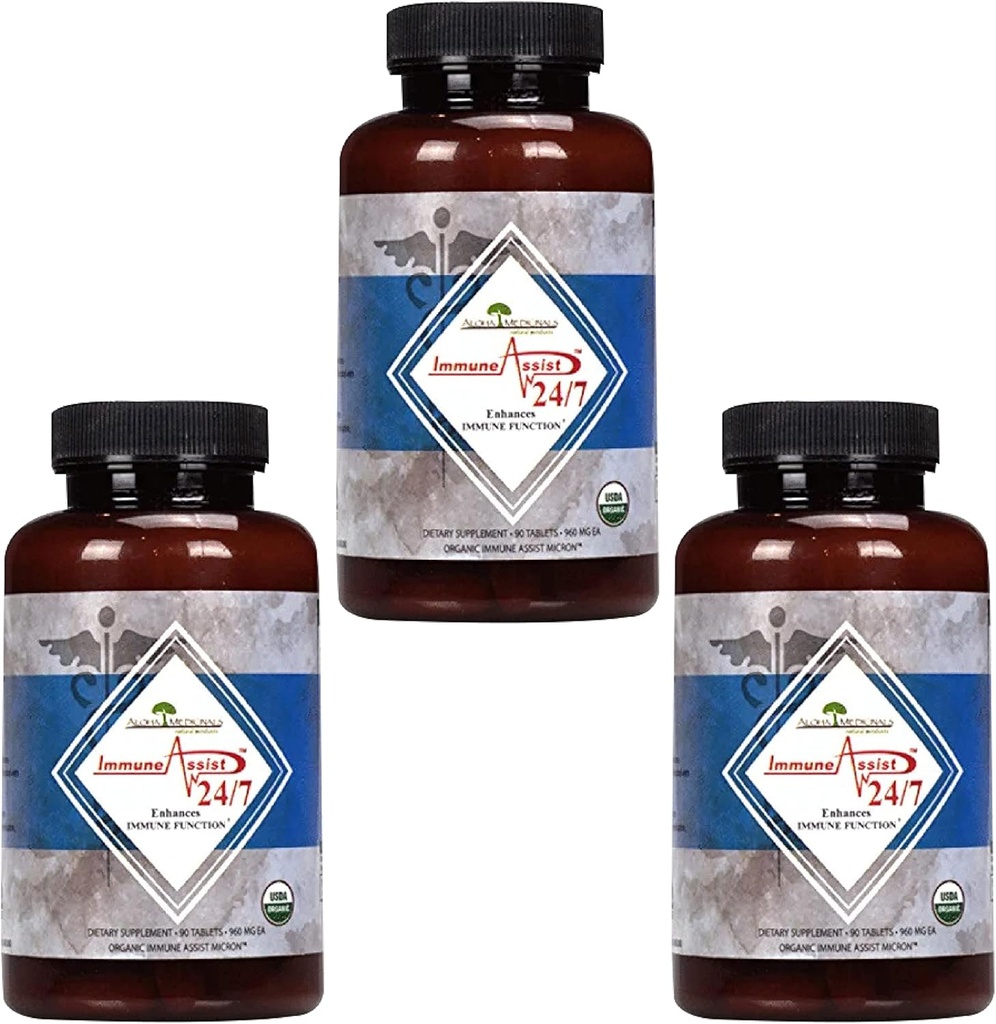 Aloha מדיצ'לס - Immune Assist 24/7, אורגני Mushroom, תוסף תמיכה ב- Immune, 90 טבליות כל אחד, Pack של 3