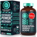 Essential Amino Acids תוסף - All 9 EAAs עם BCAAs Amino Acids (Leucine, Lysine, Valine, Threonine) - 3,000 מ"ג פרי - צמיחה שרירים, כוח, התאוששות - 120 טבעוני, Caffeine חינם קפסולות