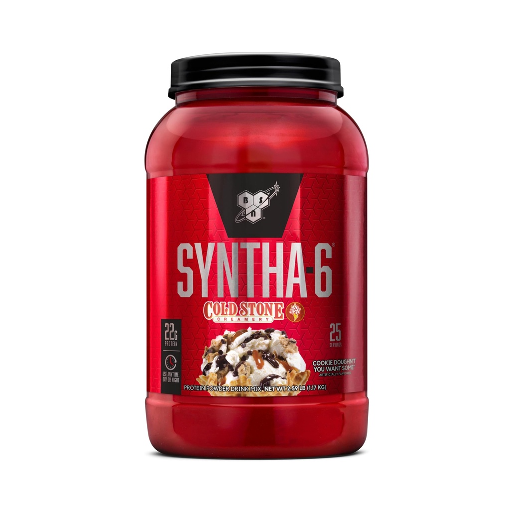 BSN Syntha-6 אבקת חלבון Whey, Cold Stone Creamery- Cookie Doughn't You Want Some, Micellar Casein, Milk Protein Isolate אבקת, 25 משרתים