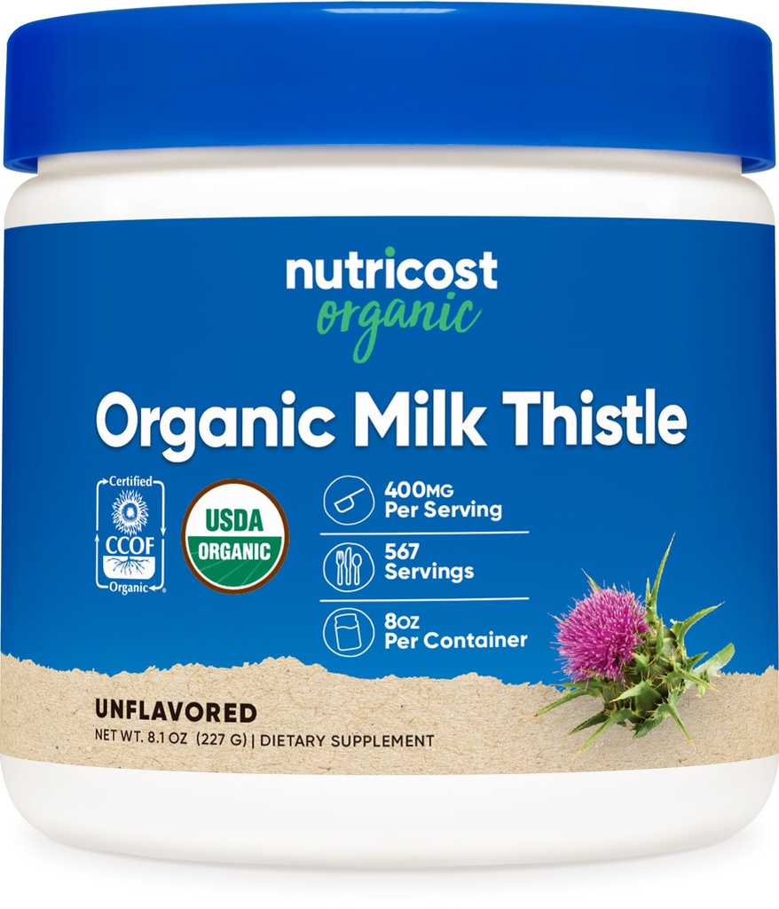 חומצות חלב אורגניות (Silybum Marianum) 8 oz per Container (Unflavored) - Non-GMO, Gluten-Free