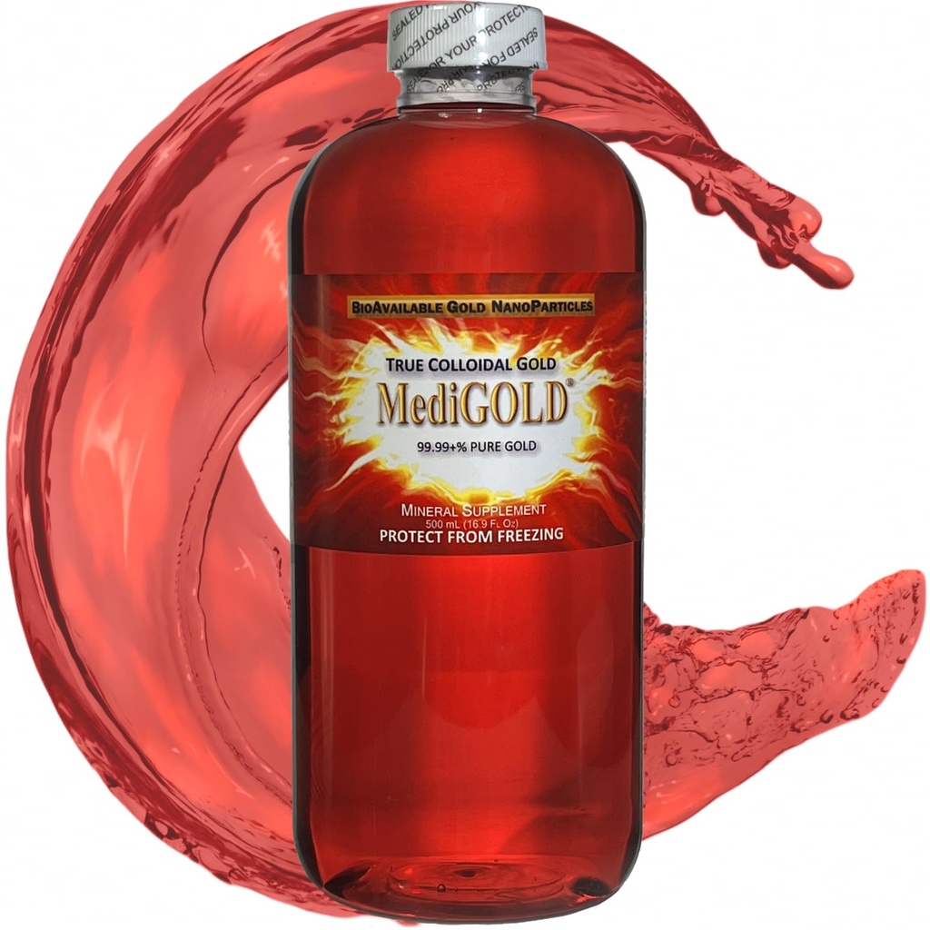 MediGOLD® True Colloidal Gold AuNP Nutritional תוסף - 500 מ"ל בבקבוק פלסטיק בהיר
