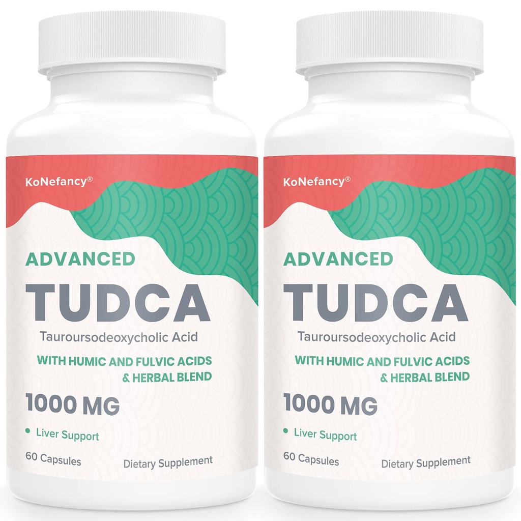TUDCA Liver תוסף 1000 מ"ג-Bile מלחים עבור Liver ניקוי Detox-Milk Thistle Herbal בלנדר עם Fulvic ו-Humic Acid for Liver, Digestive Health, 120 קפסולות טבעוניות