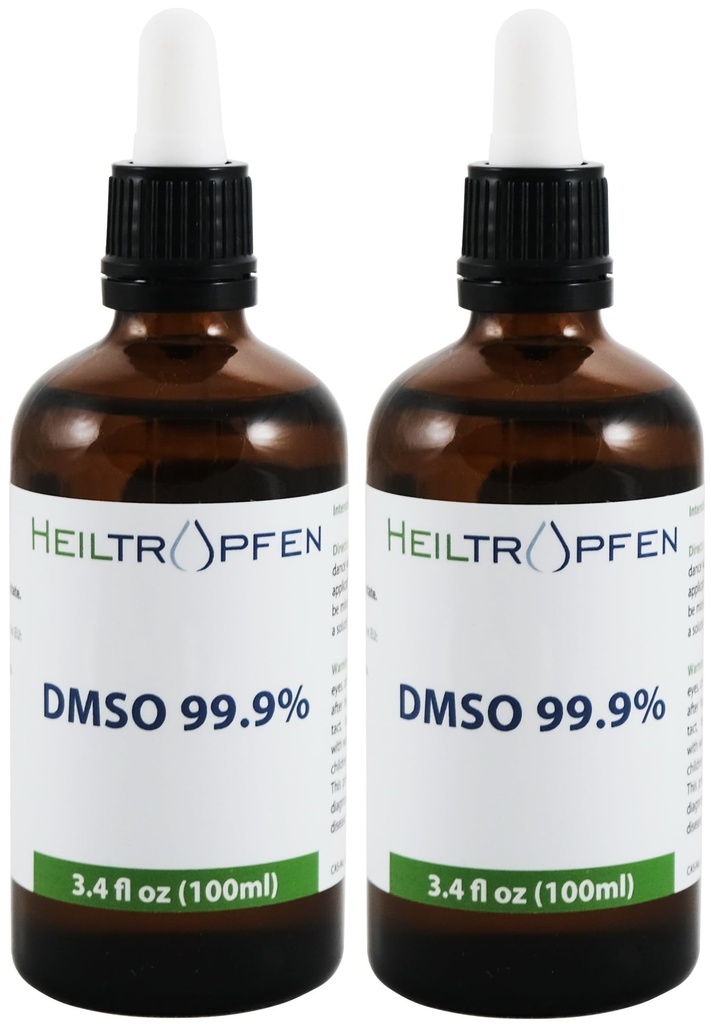 2X DMSO 99.9% פארמה מרכיבים; ריח נמוך - Dimethyl sulfoxide נוזל | 2X 3.4 Oz - 2X 100 מ"ל | טוהר גבוה | הגדרת 2 | Heiltropfen®