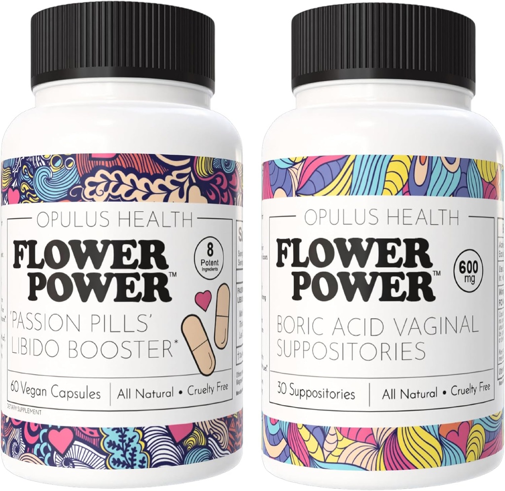 כוח פרח - Passion Pills Libido Booster & Boric Acid Suppositories - All-Natural Feminine Care Bundle for Enhanced Libido, Odor Control, and Balanced Vaginal Health - 60 קפסולות טבעוניות, 600 מ"ג - Ma - 600 מ"ג - Ma מ"מ - מ"ג - 600 מ"ג - מ"ג - מ"ג - מ"ג - Mac - Mac - Mac - Mac - Mac - Mac