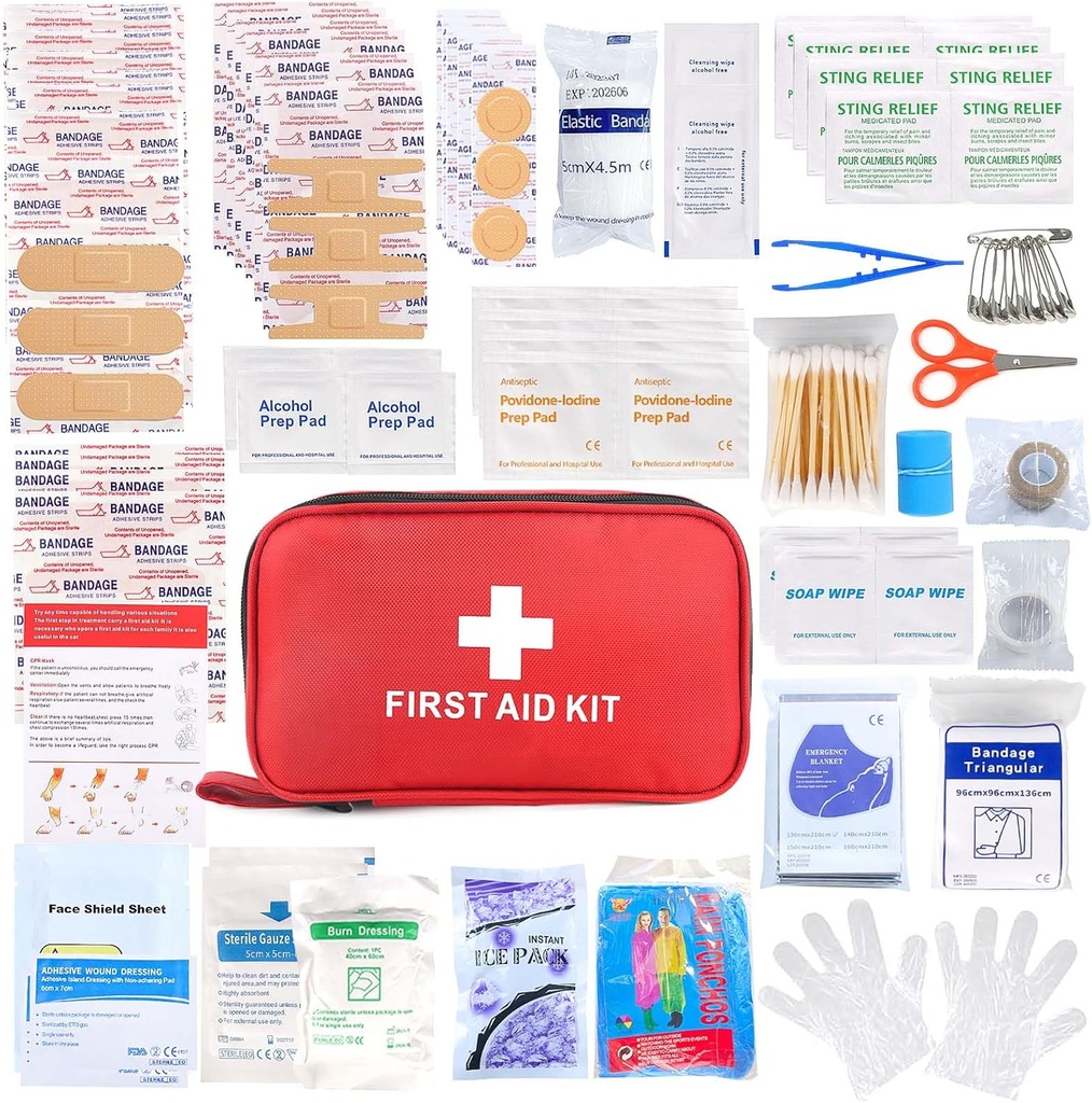 עזרה ראשונה Kit 194 Piece Kits for Hiking Camping Trauma Kit for Boat Vehicle קומפקטי Kit for Home Car Travel Survive