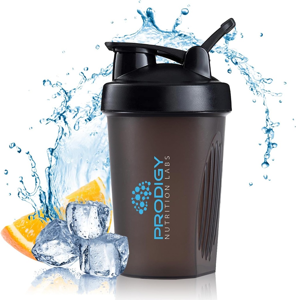 Prodigy Nutrition Labs Premium Shaker Bottle Perfect for Protein Shakes and Pre Workout -14 Ounce (שחור)