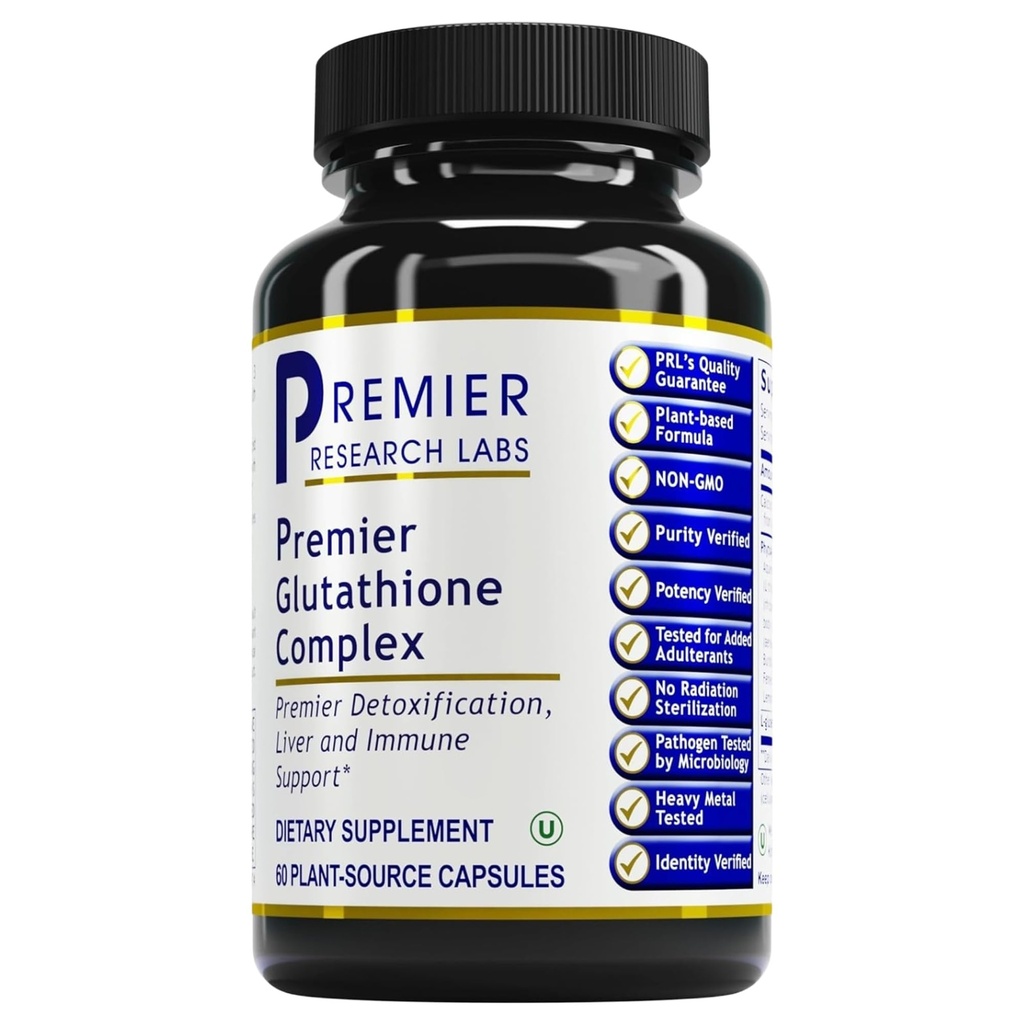 מחקר ראשי מעבדות Glutathione Complex - Liver & Immune Support Glu - גלולות למניעת הריון עבור ניקוי Liver טבעי - 60 קפסולות צמחוניות