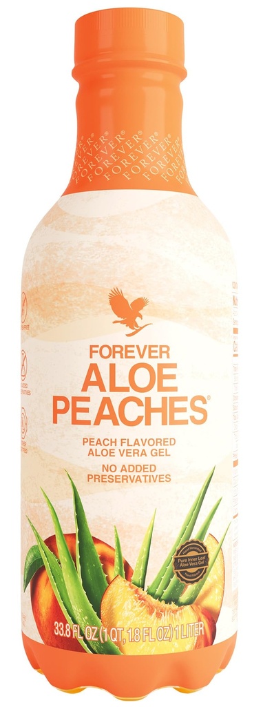 Forever Living - Aloe Peaches, Pure Aloe עם Real Peach Flavor, תומך עיכול מערכת החיסון, טבעוני ו Gluten-Free, 33.8 floz, 1 Pack