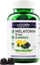 NatureWise Melatonin Gummies 5mg - non-Habit Forming Sleep Support Supplement with Ashwagandha, ולריאן Root - BlackBerry-Lemon Flavor - טבעוני, Gluten Free, Non-GMO - 60 Count[30-Day Supply]
