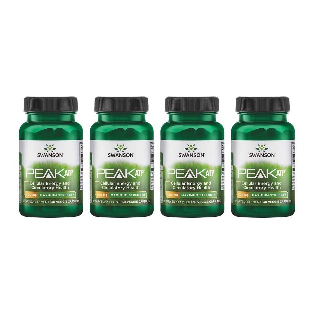 סוונסון כוח מקסימלי שיא ATP-Natural תוספת קידום אנרגיה סלולרית תמיכה ביצועים פיזיים ומקדם תמיכה בתזרי דם בריאה (30 ואג'י קפסולות, 400 מ"ג כל) 4 Pack