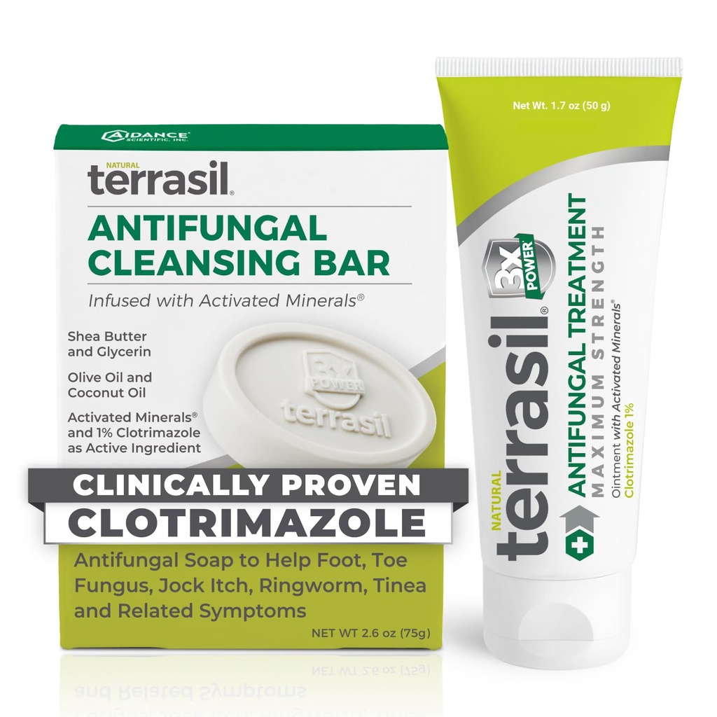 טרייר Antifungal Cream + Antifungal Soap 2 מוצרים Kit קלינית-Proven Clotrimazole טיפול יעיל & הקלה: Jock Itch Athletes Footgal Yeast זיהום תולעי (50g ו 75g בר)