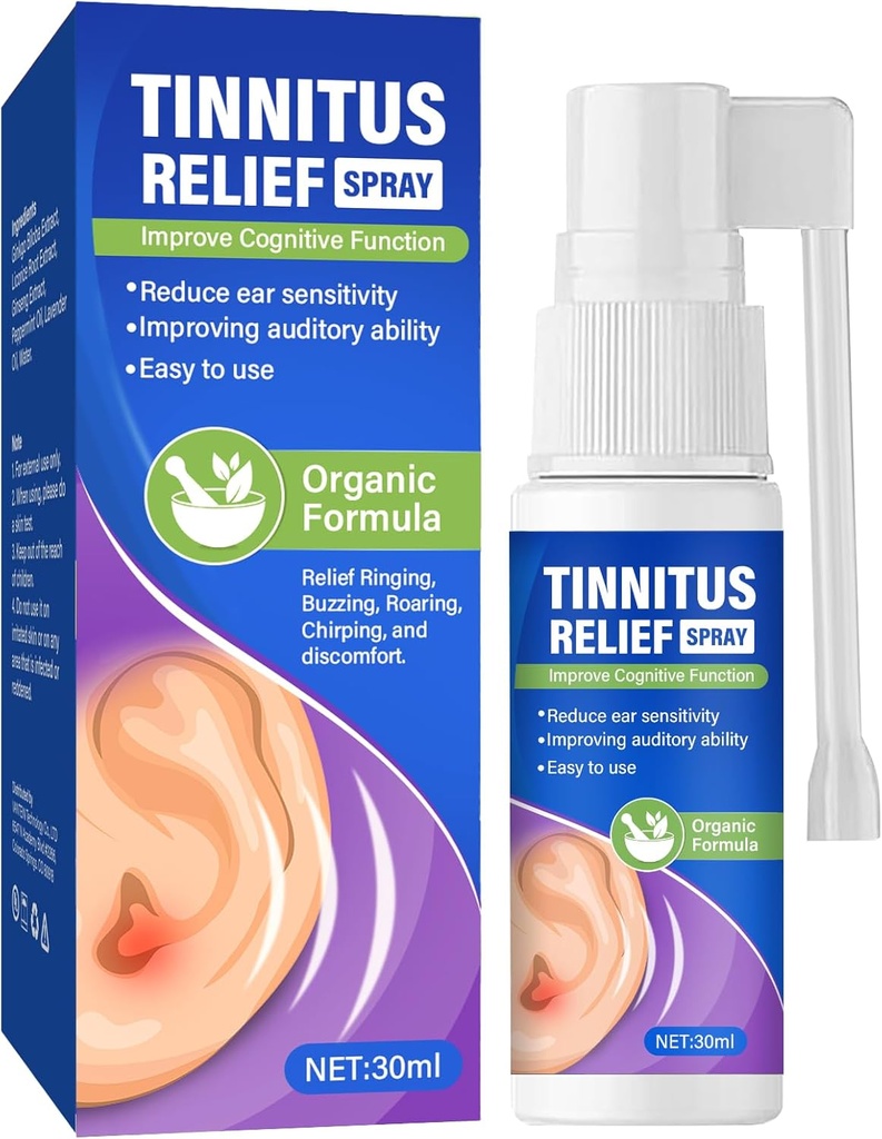 Tinnitus Rêliêf for Ringing אוזנייםs, יעיל טינטון Rêliêf Spray for Tinnitus Treatment, אוזניים Wax Removal Spray for Rêliêves Tinnitus, Ear Back, אוזניים Discomfort ו- Earache, 30 מ"ל