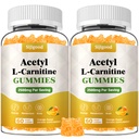 2 Pack Acetyl L-Carnitine תוסף תזונה טבעית עבור Boost Energy, Immunity, Vegan, Orange Flavor, 120 Count