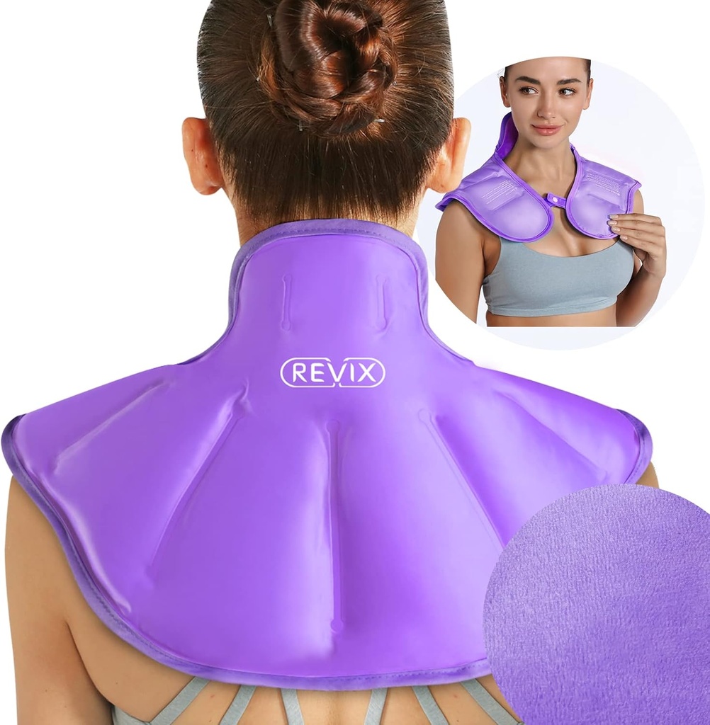 ReVIX Shoulder Ice Pack Reusable Large Neck Shoulder Ice Pack Wrap for Upper Back עייפות, Soothing Discomfort and Fatigue, Purple
