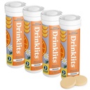 משקאות Orange Daily Electrolyte hydrotion טבליות (4) Tube Bundle | 0g סוכר - משקה ספורט טבעי - טעם גדול | 4 Pack (40 משרתים)