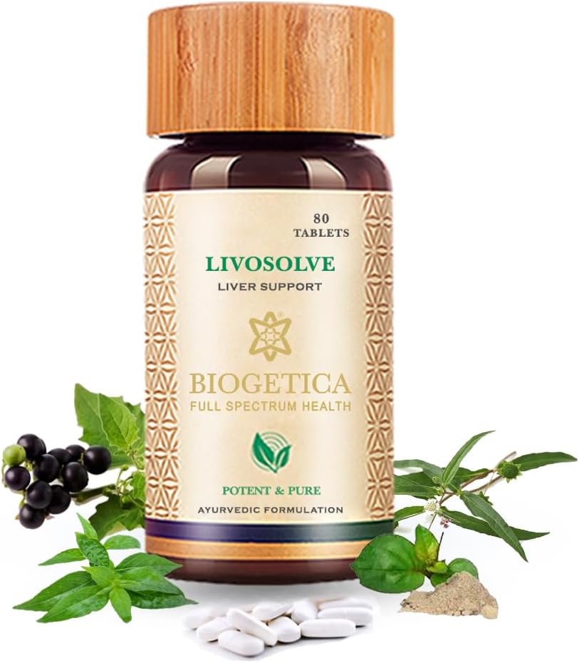 Biogetica Livosolve Herbal תוספת עבור Liver Care - תמיכה מלאה Liver, ניקוי ו Detox, Protects Cells & Enzymes - 100% טבעוני non-GMO - 80 טבליות