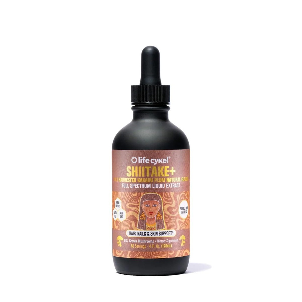 Lifecykel - Shiitake Mushroom לחלץ עם Kakadu Plum - מראש אורגני Mushroom תוספת לשיער, ריח ועור - ויטמין C Immune Boost למבוגרים - 4 Fl Oz