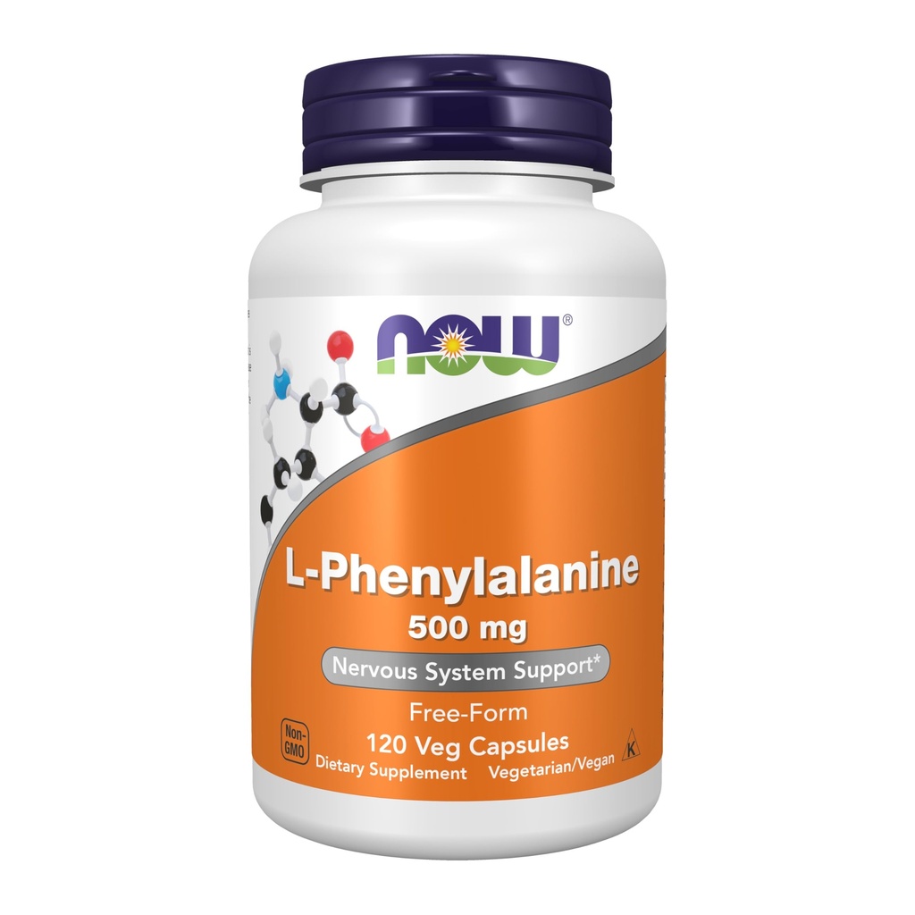 עכשיו תוספי מזון, L-Phenylalanine 500 מ"ג, מערכת העצבים *, Amino Acid, 120 קפסולות Veg